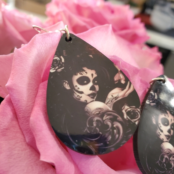 Day of the Dead Teardrop Earrings - Picture 14 of 15